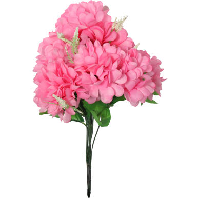 Różowy Bukiet Sztucznych Chryzantem z Gipsówką - Dekoracja Wszystkich Świętych, 54cm