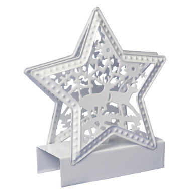 Metalowa Gwiazda Świąteczna LED zmieniająca kolory, biała, 13 cm, na baterie