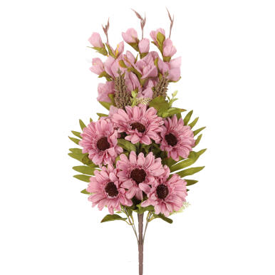 Bukiet płaska wiązanka nagrobna mix gladioli i gerber 68cm fioletowa