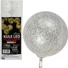 Dekoracyjne Białe Lampki LED w Bawełnianych Kulach 10 szt. - Cotton Balls, na baterie