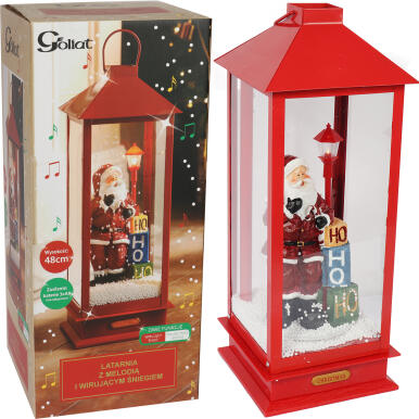 Dekoracja świetlna LED Latarnia z wirującym śniegiem i muzyką 