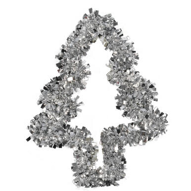 Dekoracja świąteczna Choinka do zawieszenia z folii srebrna 30 cm