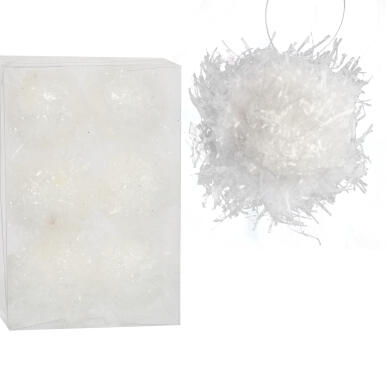 Komplet 6 Białych Bombek Styropianowych w Kształcie Kul Śnieżnych 6 cm