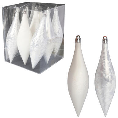 Zestaw 9 Białych Plastikowych Sopli Dekoracyjnych 15 cm z Efektem Zmrożenia