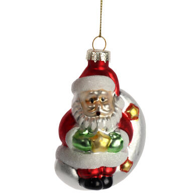 Czerwono-Biała, Szklana Bombka Mikołaj 11 cm - Świąteczna Dekoracja Ekskluzywna