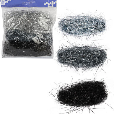 Włos anielski na choinkę srebrno czarny Lameta Święta 7 g