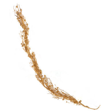 Girlanda ze złotych gałęzi z drewnianą dekoracją 