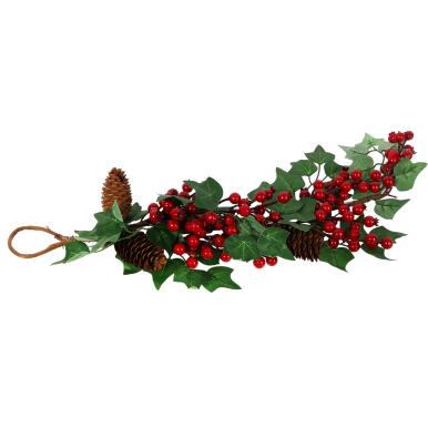 Świąteczna Girlanda Dekoracyjna z Sztuczną Jarzębiną i Gałązkami Świerku