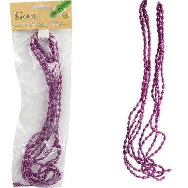 Fioletowe Koraliki na Choinkę - Dekoracyjna Girlanda Bożonarodzeniowa