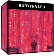 Kurtyna Świetlna Sople 100 LED Czerwona z Gniazdem Łączącym, Odporna na Warunki Atmosferyczne, Zewnętrzna IP44