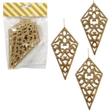 Kpl. 3 zawieszek brokatowych złote