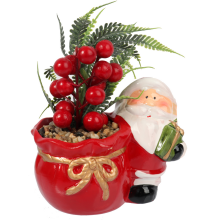 Ceramiczna ozdoba świąteczna Mikołaj z sukulentem