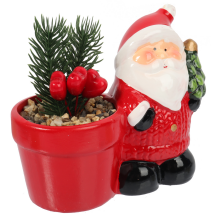 Ceramiczna ozdoba świąteczna Mikołaj z sukulentem II