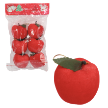 Komplet 6 czerwonych zawieszek w kształcie jabłek do dekoracji świątecznych