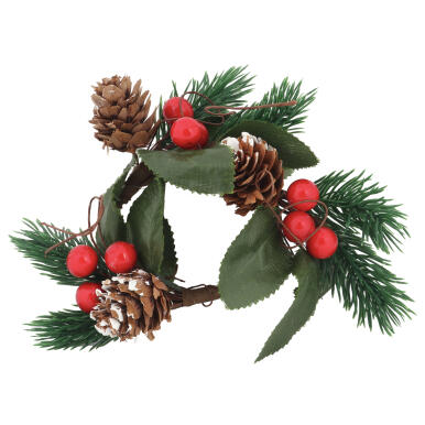 Wianek z jarzębiny z liśćmi stroik 9 cm