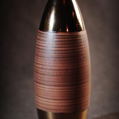 Mały Owalny Wazon Brązowy - 11x11x28 cm - Część Dwuczęściowej Kolekcji