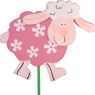 OWCA OWIECZKA DREWNIANA RÓŻOWA NA PIKU WIELKANOC