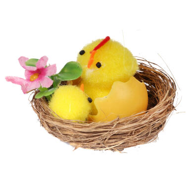 Dekoracyjne Gniazdo z Kurczakiem i Pisklęciem - Wielkanocna Ozdoba 1szt