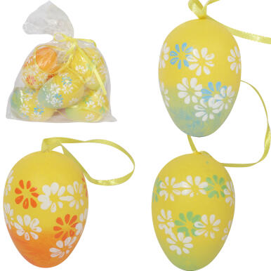 Jajka w kwiatki zawieszki zestaw 6 sztuk 6cm 
