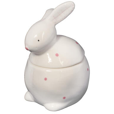 Figurka Wielkanocna - Ceramiczny Pojemnik w Kształcie Zająca, Biały, 13cm