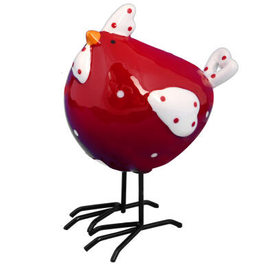 KURA CERAMICZNA FIGURKA WIELKANOCNA 14 CM czerwona