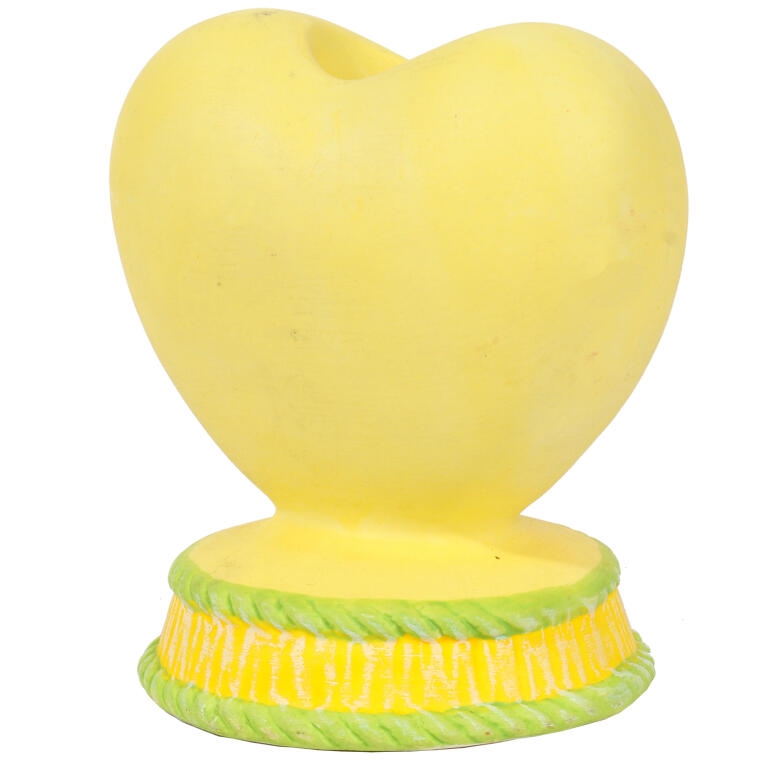 Świecznik Ceramiczny Świąteczne Serce z Zającami w Kolorze Żółtym