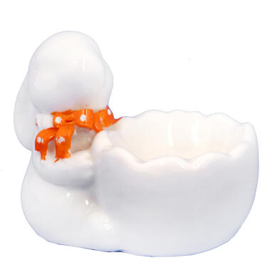 ZAJĄCZEK CERAMICZNA PODSTAWKA KIELISZEK DO JAJKA BIAŁY