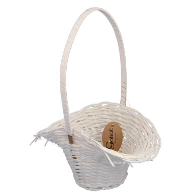 Wielkanocny Koszyk do Święcenia i Dekoracji Wiosennej, Biały, 30 cm