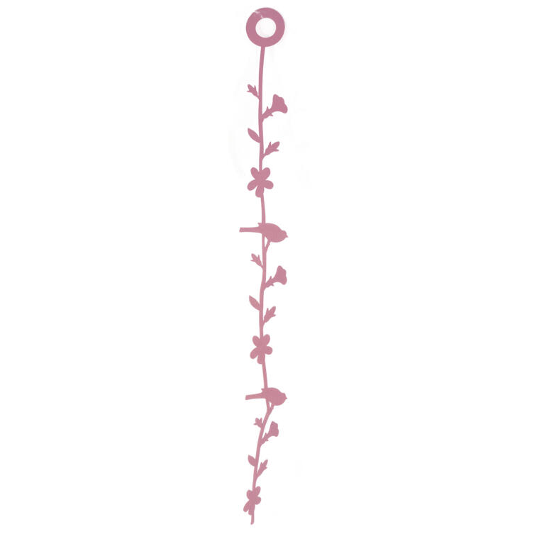 Girlanda wiosenna z filcu w kolorze jasnego różu z motywem ptaszków i kwiatów, 98cm