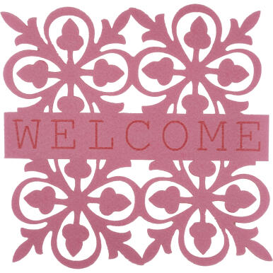 Kwadratowa Serweta Filcowa z Wzorem Kwiatów 25cm - Różowa