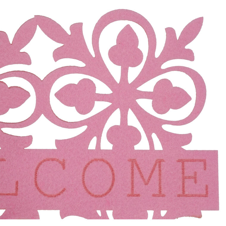 Kwadratowa Serweta Filcowa z Wzorem Kwiatów 25cm - Różowa