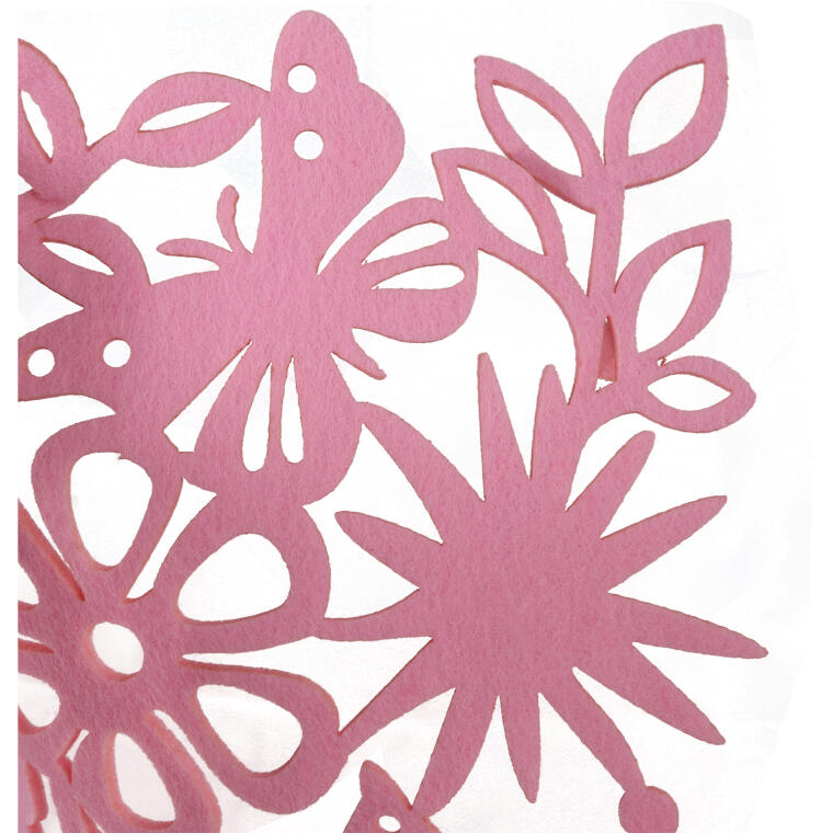 Filcowa Serweta/Podkładka na Stół z Motywem Kwiatów i Motyli, Różowa, 40x30cm