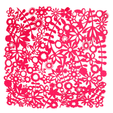 Różowa Serweta Filcowa z Ażurowym Motywem Kwiatowym 32x32cm