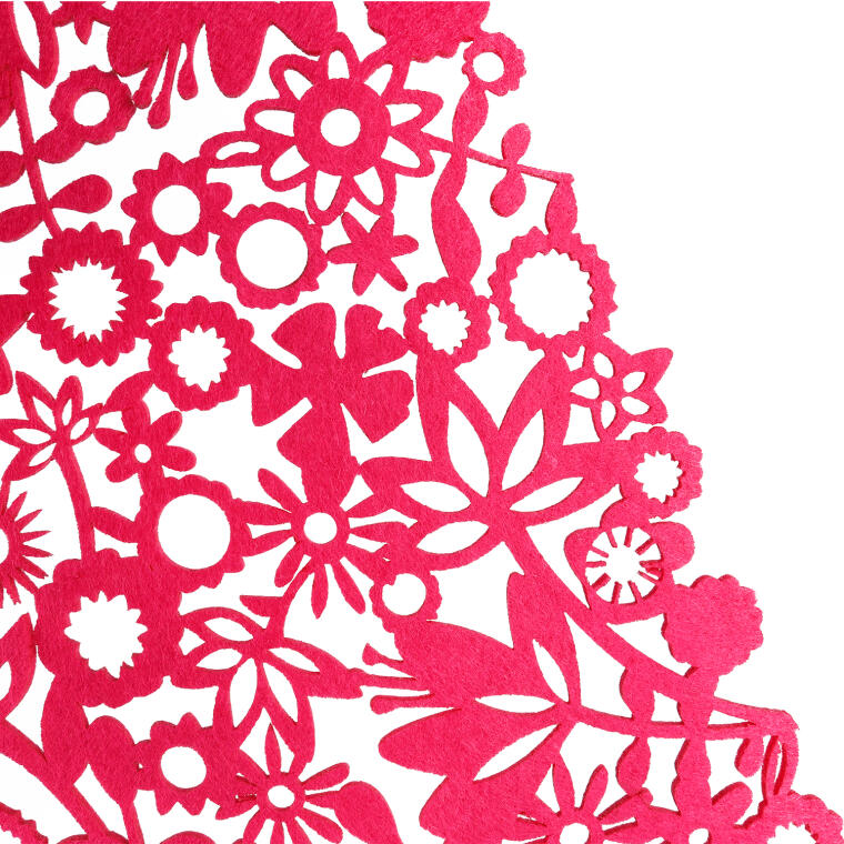 Różowa Serweta Filcowa z Ażurowym Motywem Kwiatowym 32x32cm