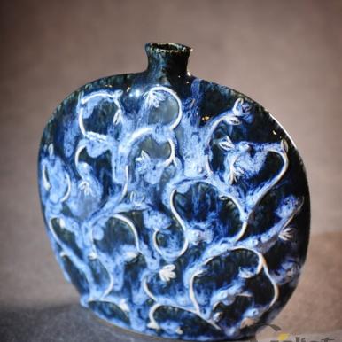 Wazon niebieski okrągły