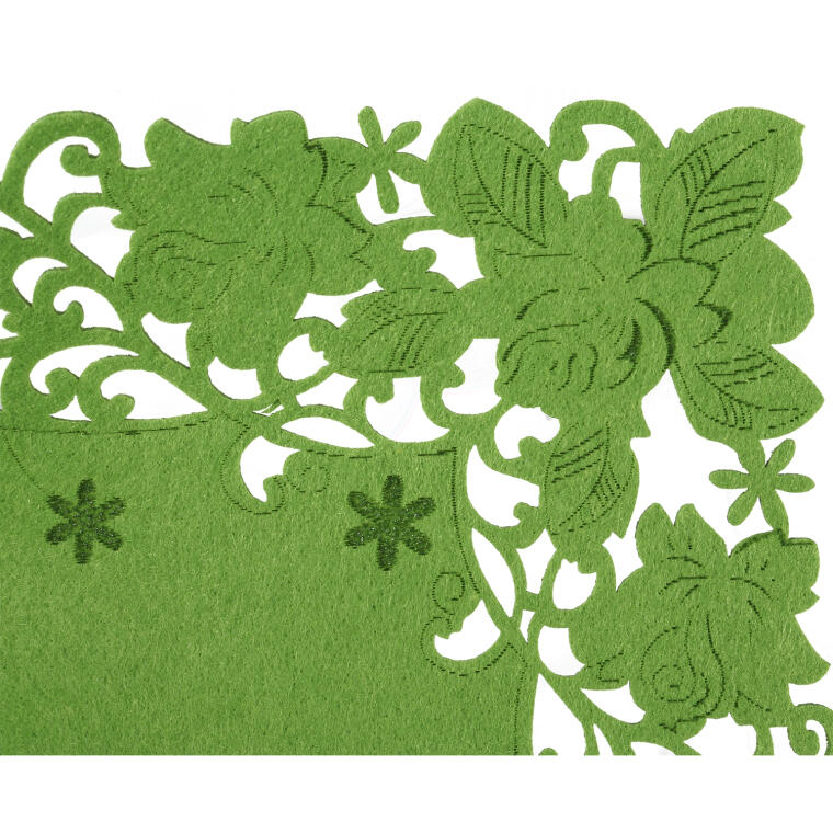 Filcowa Serweta Wiosenna w Kolorze Zielonym 28x28 cm z Motywem Kwiatowym