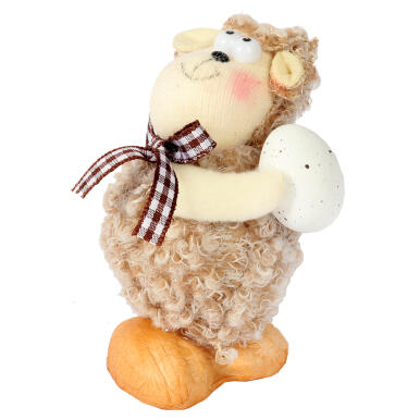 Baranek Wielkanocny z Jajkiem - Figurka Dekoracyjna 10cm, Kolor Brązowy