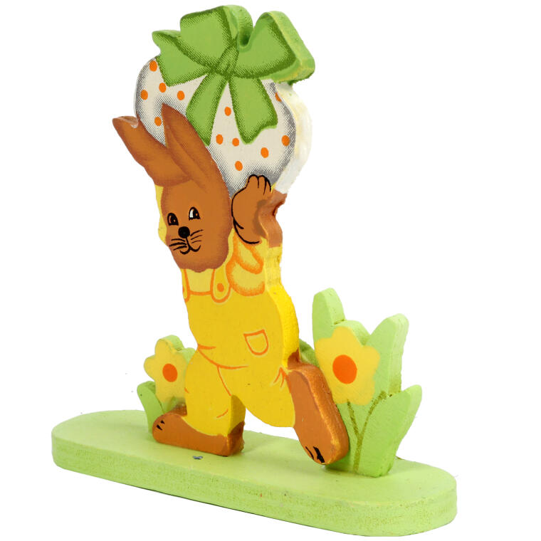 ZAJĄC Z JAJKIEM I KOKARDĄ DEKORACJA DREWNIANA 10CM