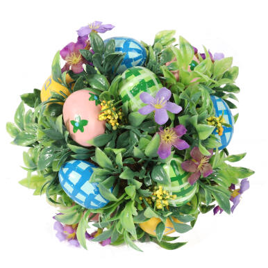 KULA BUKSZPANOWA Z JAJKAMI DEKORACJA WIOSENNA 12CM
