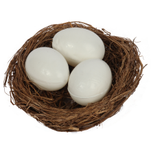 Dekoracja Wielkanocna - Trzy Jajka w Gnieździe 12 cm - Kolor Brązowy