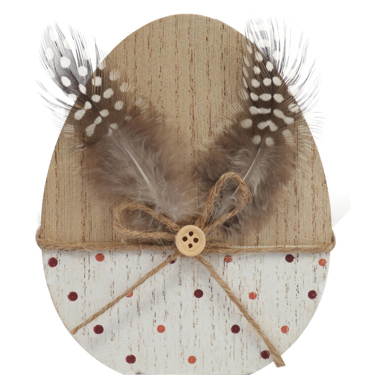 Drewniane Jajko Wielkanocne na Stojaku 12cm - Dekoracja Świąteczna