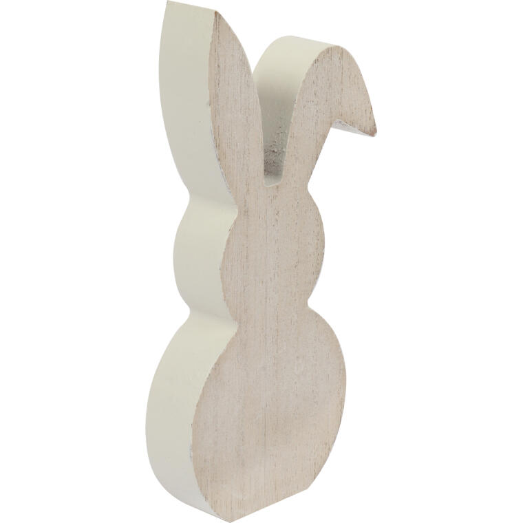 Figurka Wielkanocnej Dekoracji - Drewniany Zając z Ogoneczkiem, Kolor Brązowy, 13 cm