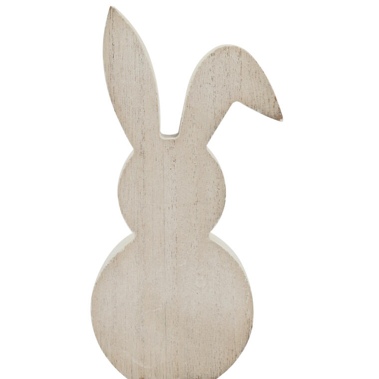 Figurka Wielkanocnej Dekoracji - Drewniany Zając z Ogoneczkiem, Kolor Brązowy, 13 cm