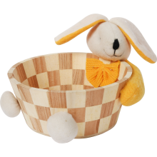 Wielkanocny Koszyk Dekoracyjny z Drewnianą Figurką Zająca, 20 cm, Kolor Pomarańczowy