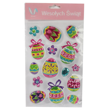 Żelowe Naklejki Wielkanocne Kolorowe Jajka do Dekoracji Okien i Mebli