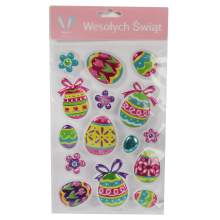 Żelowe Naklejki Wielkanocne Kolorowe Jajka do Dekoracji Okien i Mebli