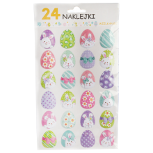Naklejki Wielkanocne - Żelowe Samoprzylepne Jajka 24szt, Używane na Okna i Meble, Bezpieczne dla Dzieci, Wysokiej Jakości Dekoracje Świąteczne