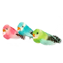 Kolorowe Figurki Ptaków z Naturalnych Piórek do Dekoracji Wielkanocnych 3szt 5cm