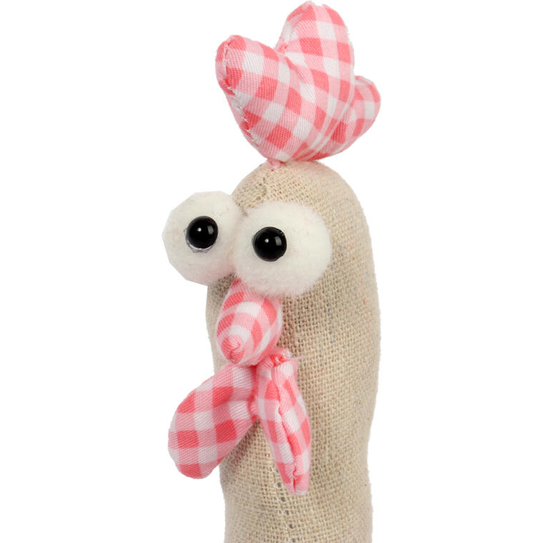 Kogut Dekoracyjny na Wielkanoc, 25cm, Różowo-Brązowy z Materiału w Kratkę