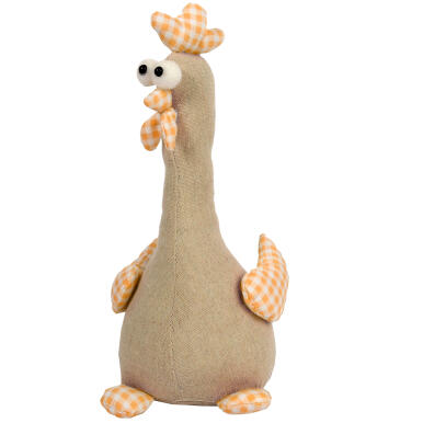 Figurka Wielkanocna Stojący Kogut 25cm, Pomarańczowy z Biało-Różową Kratką